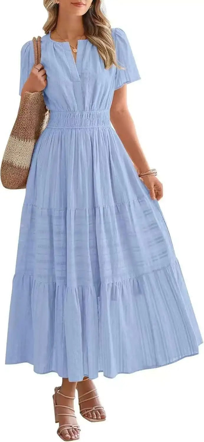 Robe grande taille à manches bouffantes
