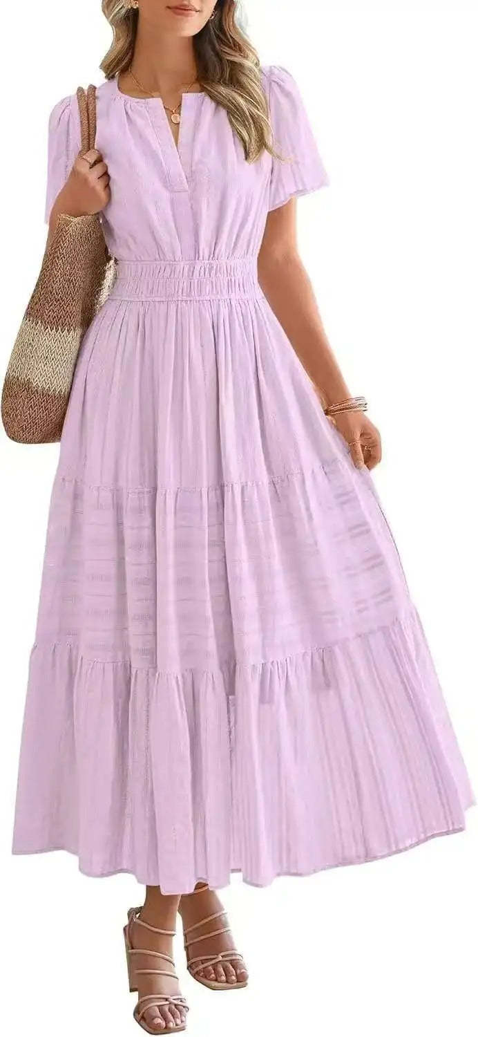 Robe grande taille à manches bouffantes