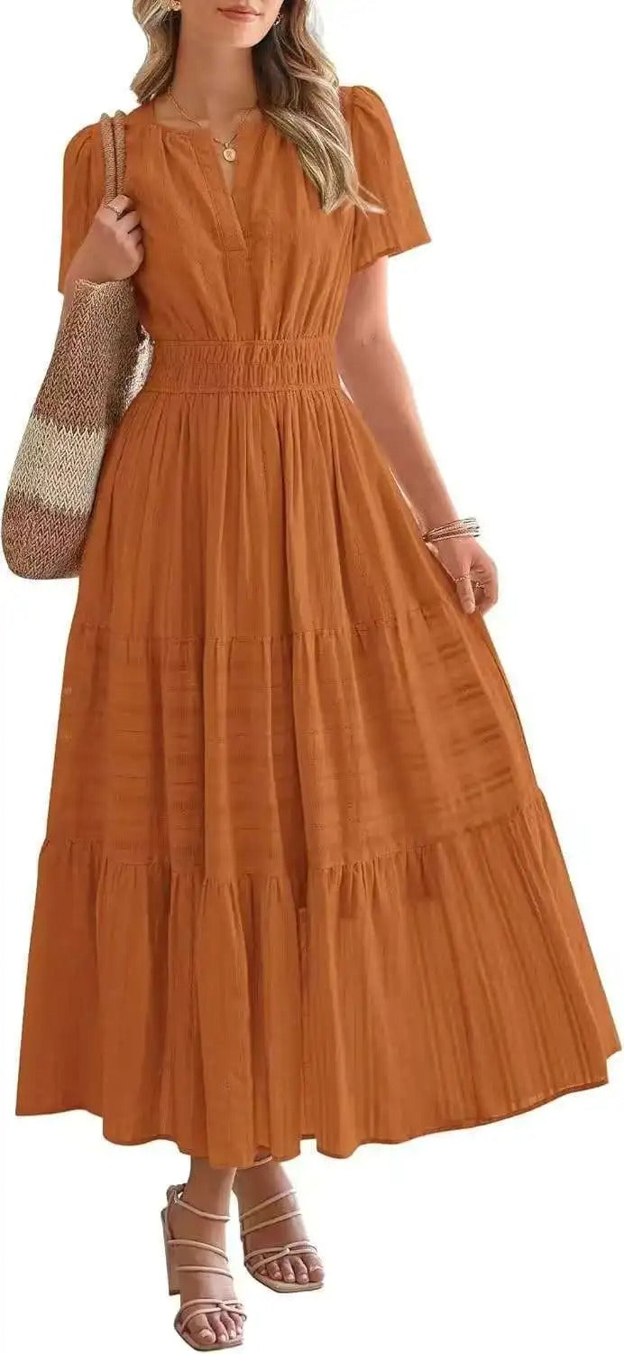 Robe grande taille à manches bouffantes