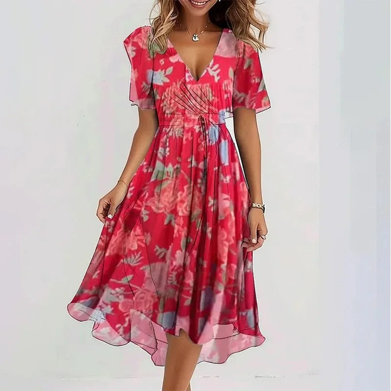 Robe longue élégante avec décolleté en V
