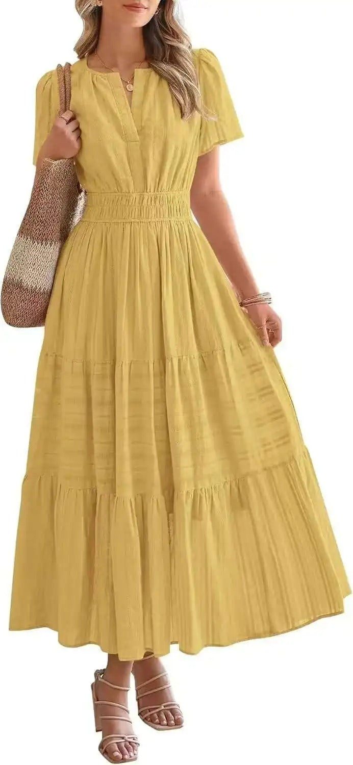 Robe grande taille à manches bouffantes