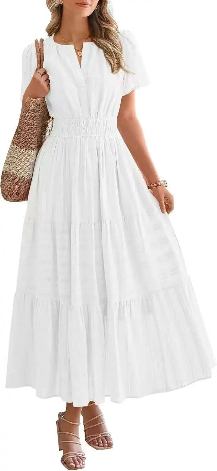 Robe grande taille à manches bouffantes