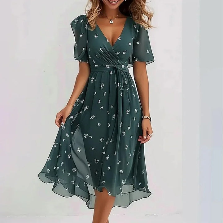 Robe longue élégante avec décolleté en V