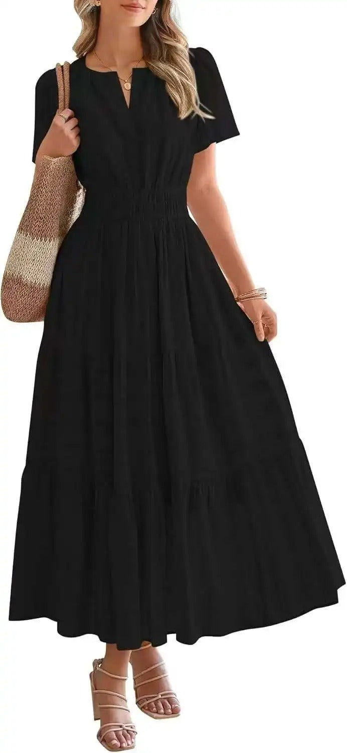 Robe grande taille à manches bouffantes