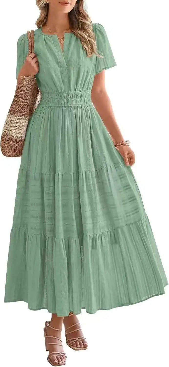 Robe grande taille à manches bouffantes
