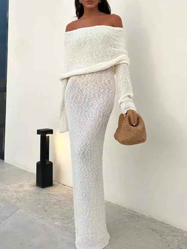 Robe pull à épaules dénudées