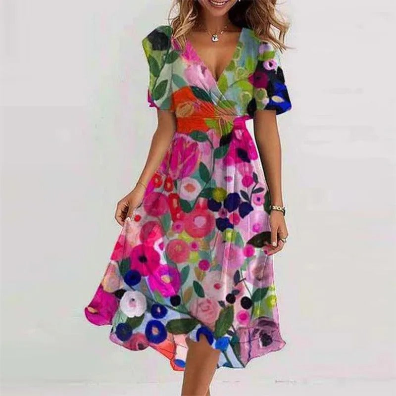 Robe longue élégante avec décolleté en V