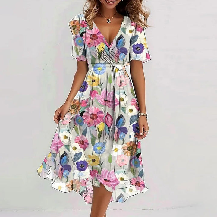 Robe longue élégante avec décolleté en V