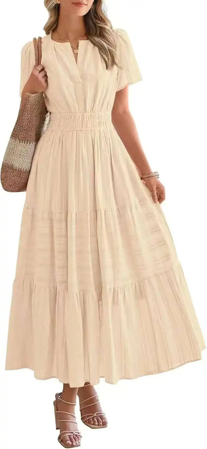 Robe grande taille à manches bouffantes