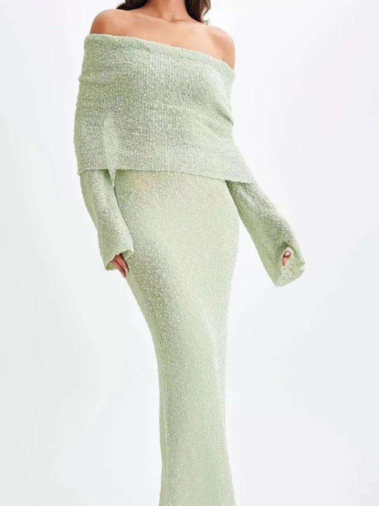 Robe pull à épaules dénudées