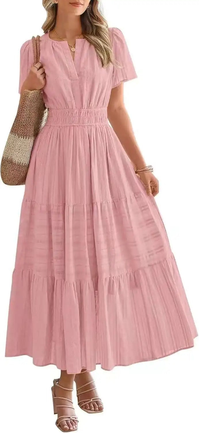 Robe grande taille à manches bouffantes