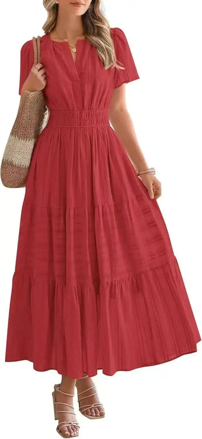Robe grande taille à manches bouffantes