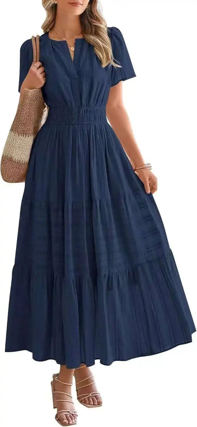 Robe grande taille à manches bouffantes