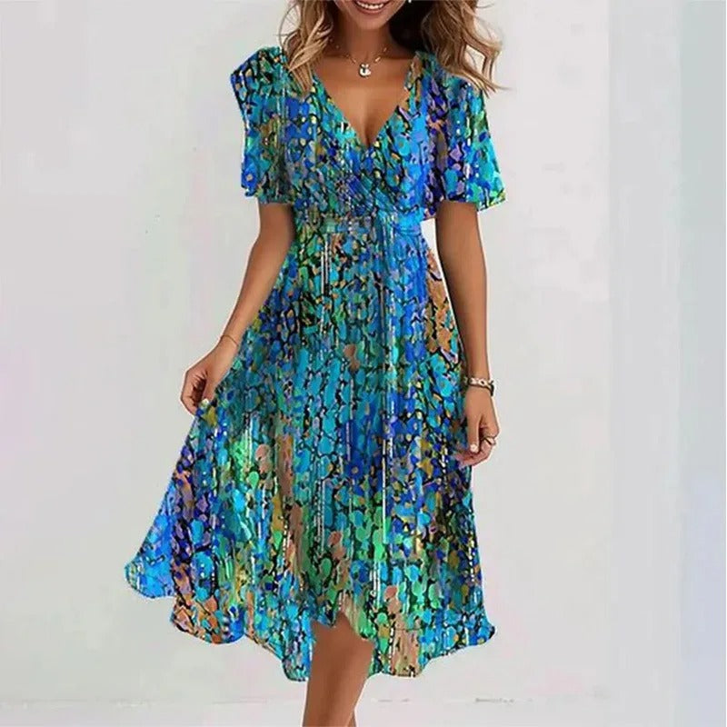 Robe longue élégante avec décolleté en V