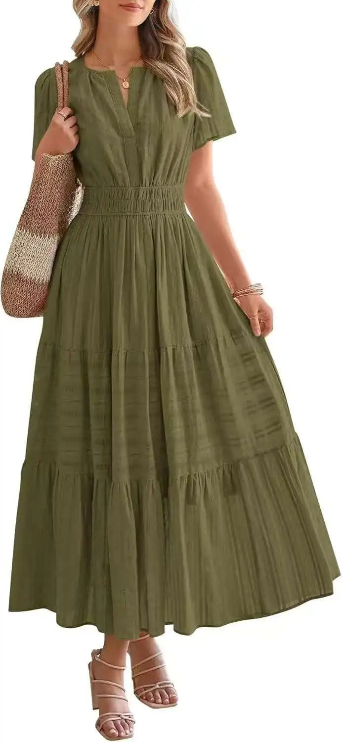Robe grande taille à manches bouffantes